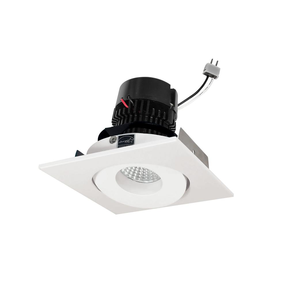 4" Pearl Low Voltage LED Square Adjustable Gimbal Retrofit, 1050lm / 11W, 3000K, White Finish