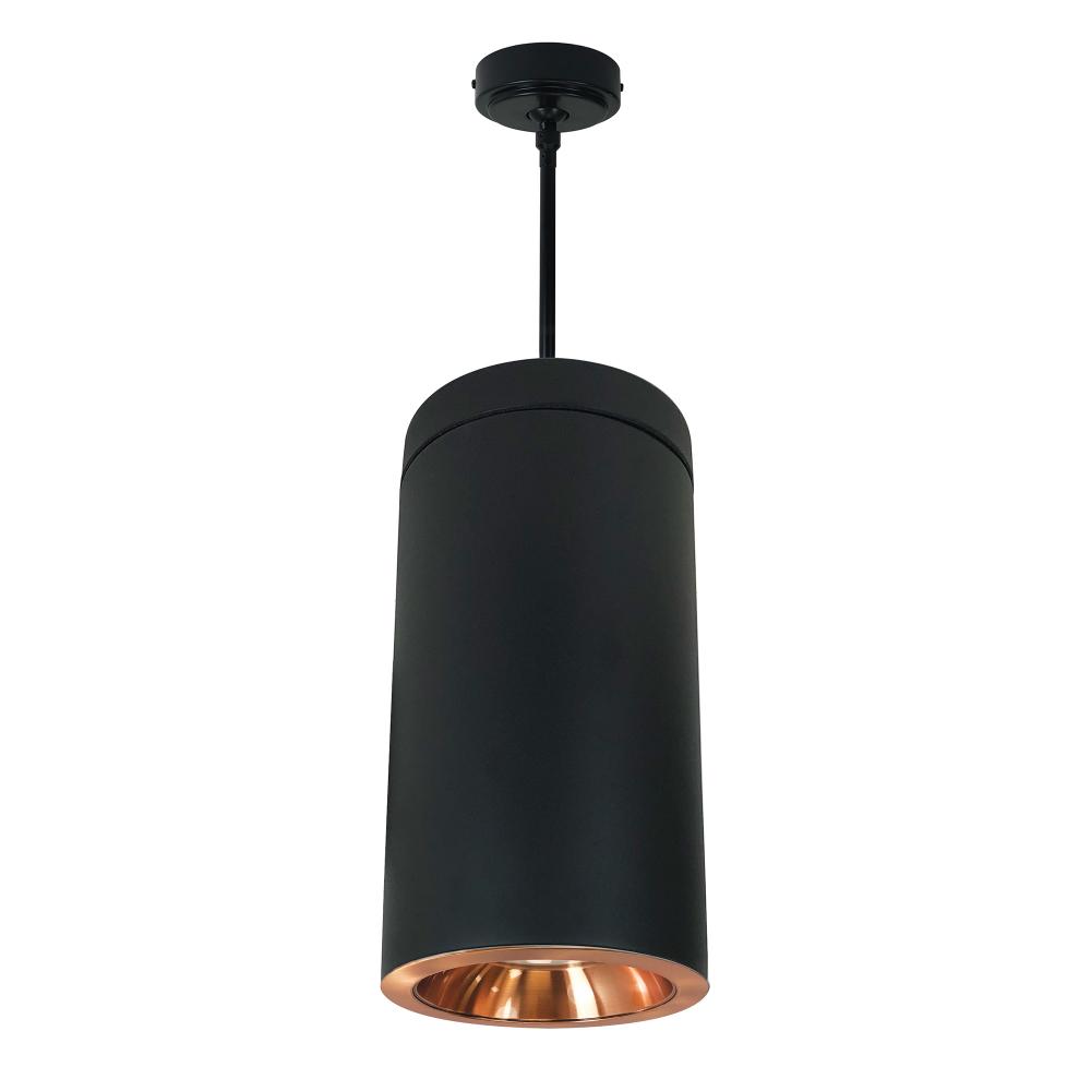 6" Cobalt Pendant Mount Cylinder, Black, 1000L, 3000K, Copper /Copper Reflector, 120V Triac/ELV