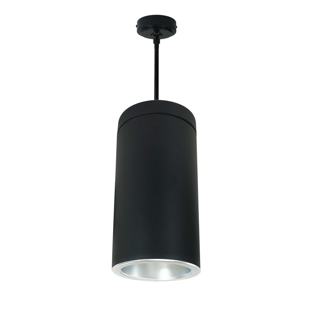 6" Sapphire III Pendant Mount Black Cylinder, Diffused Clear Reflector/Diffused Clear Flange,