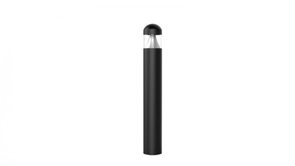 BOLLARD 44in ROUND FLAT TOP LOUVER CLEAR LENS ADJ. 12-22W 30/40/50K, BLACK