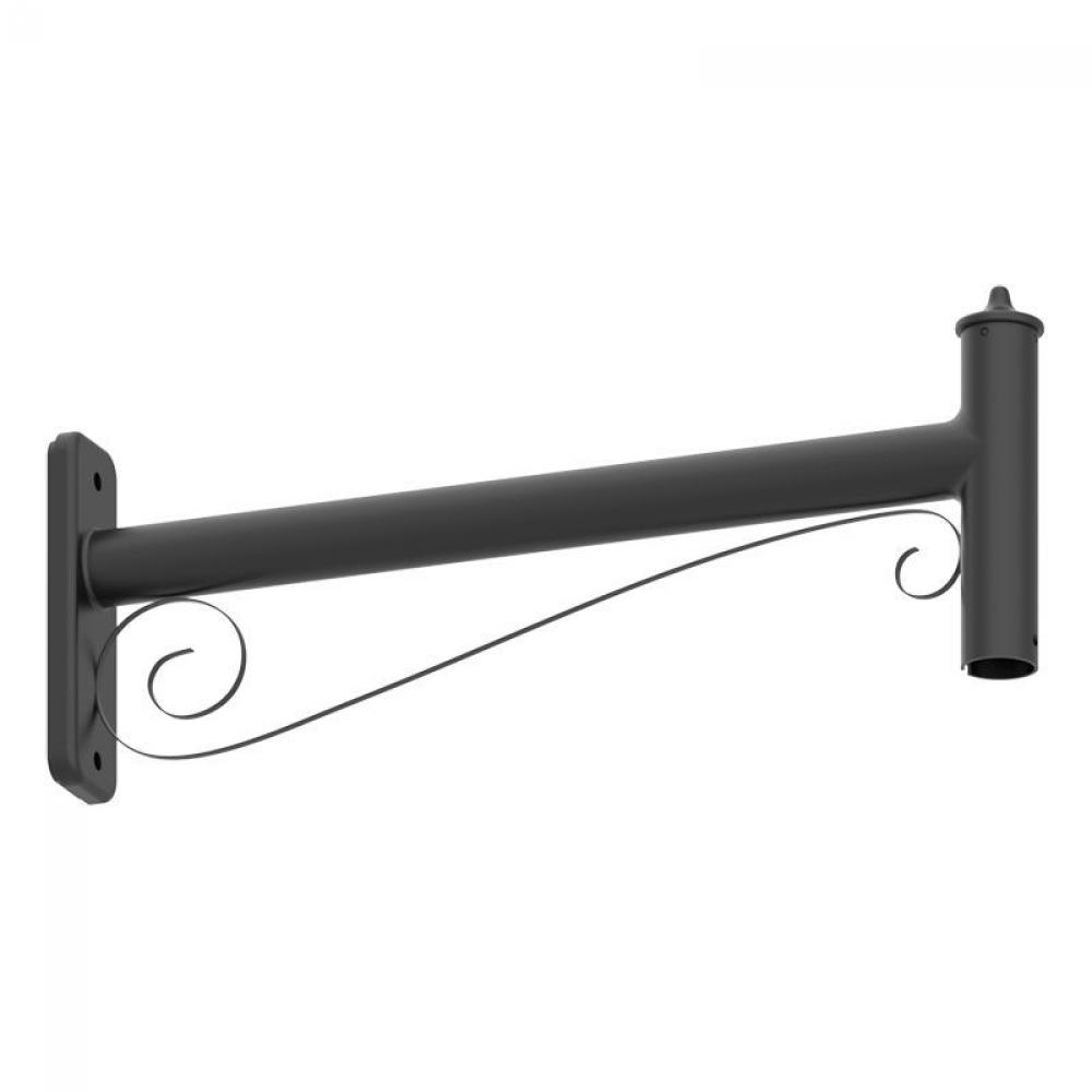 DAB DECORATIVE STRAIGHT POLE BRACKET MODEL B, FOR FLAT OR ROUND POLES, BLACK