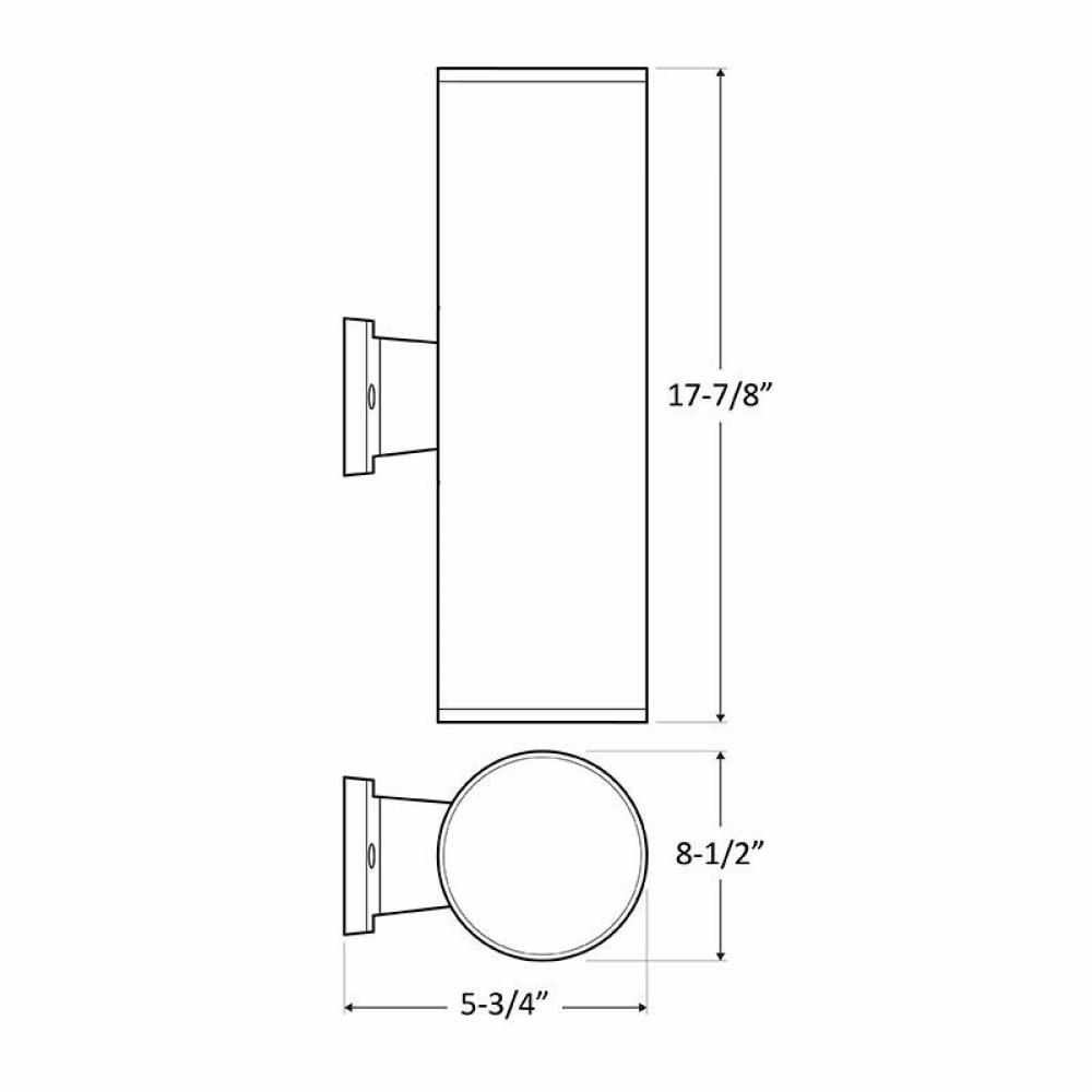 6in U/D WALL CYL. 2X20W 30K/40K/50K NON-DIM - BLACK