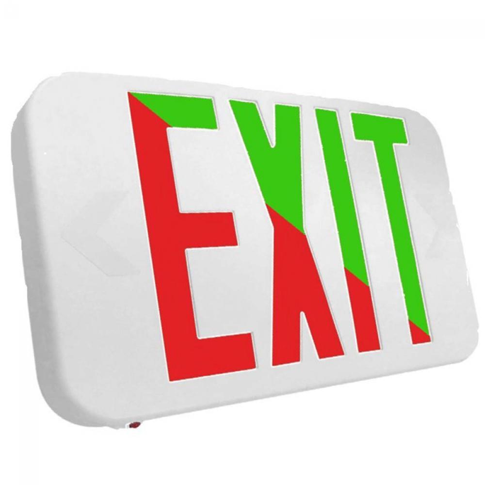 COMPACT MODERN UNIV. EXIT SIGN BI-COLOR RED/GRN, DEFAULT TO RED, 120/277V