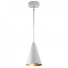 Westgate MFG C1 LCFS-MCT-WH - CONE PENDANT 7in DIA. 5FT ADJ. DOWNROD 120-277V 6/9/12W 30/40/50K WHT WITH GOLD