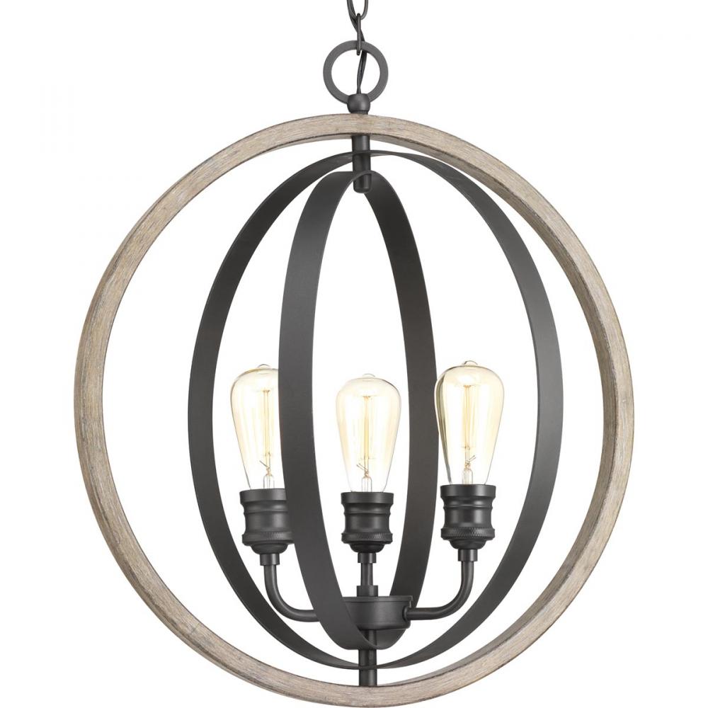 Conestee Collection Three-Light Graphite Farmhouse Pendant Light