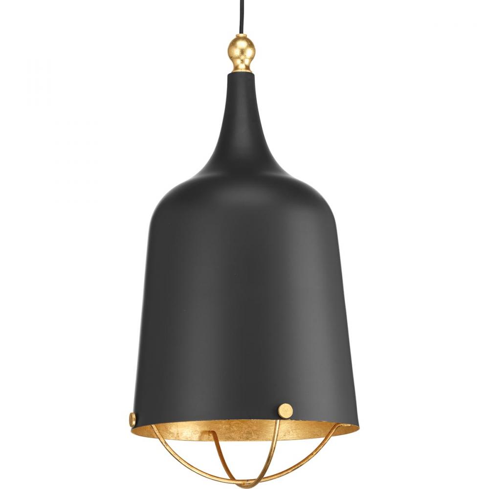 Era Collection One-Light Matte Black and Gold Global Pendant Light