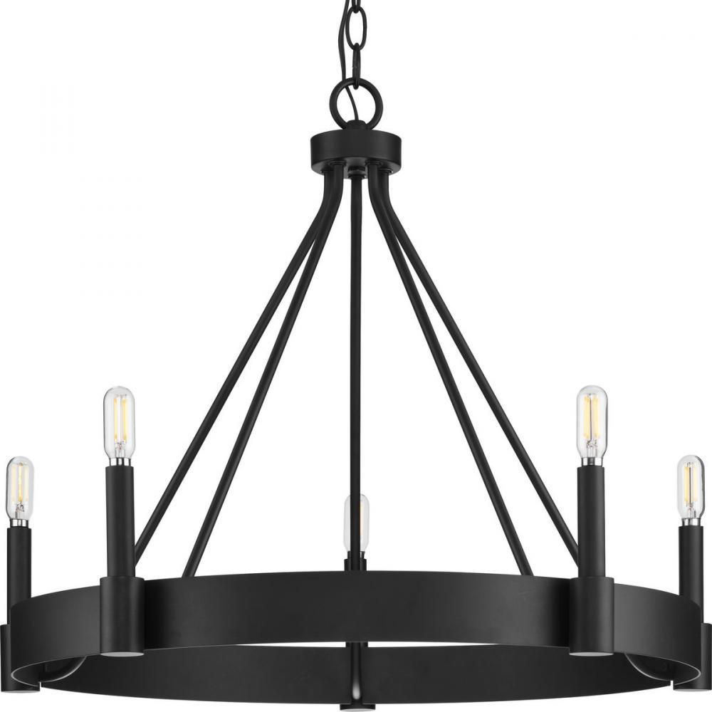 Breckenridge Collection Five-Light Matte Black Rustic Farmhouse Chandelier