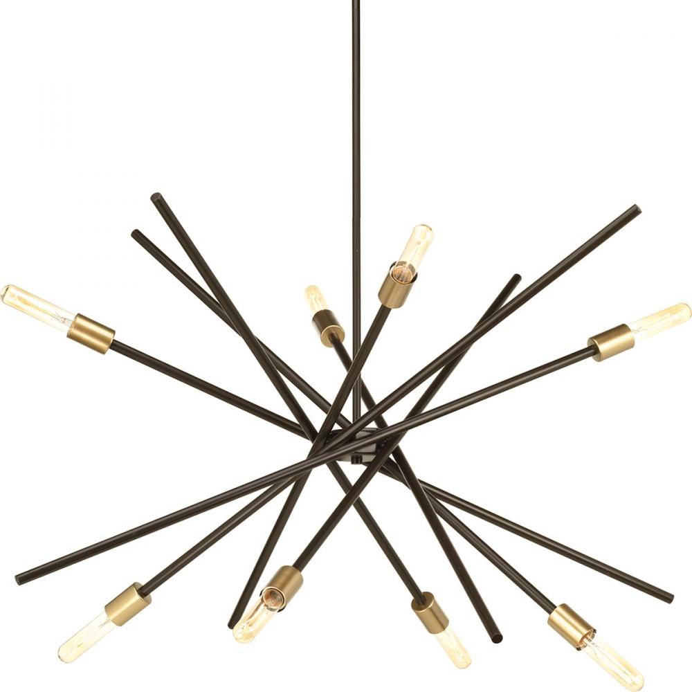 Astra Collection Eight-Light Antique Bronze Mid-Century Modern Chandelier Light