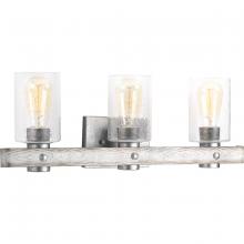 Progress P300125-141 - Gulliver Collection Three-Light Galvanized Finish Clear Seeded Glass Coastal Bath Vanity Light