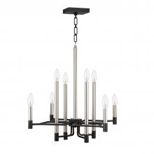 Varaluz 307C08 - To Circuit with Love 8-Lt Chandelier - Textured Black/Brushed Nickel