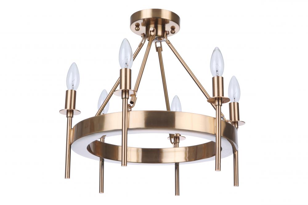 Larrson 6 Light Semi Flush in Satin Brass