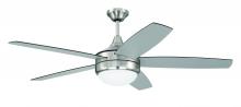 Craftmade PHZ52BNK5-BNGW - 52" Phaze II 5-Blade in Brushed Polished Nickel w/ Brushed Nickel/Greywood Blades