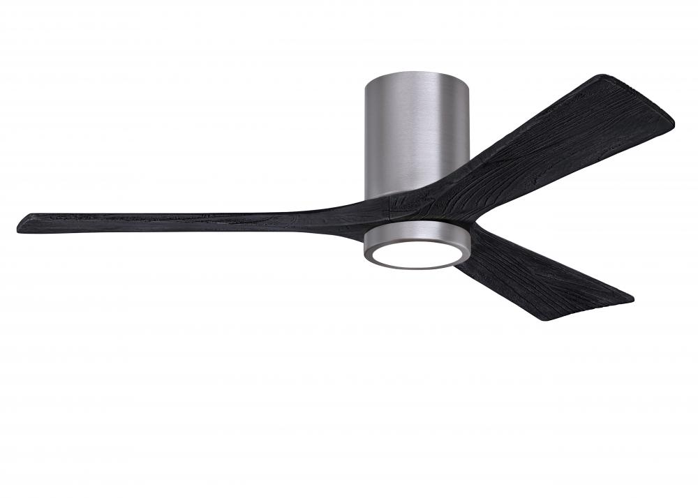 Irene-3HLK three-blade flush mount paddle fan in Brushed Pewter finish with 52” Matte Black tone