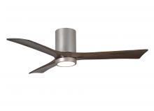 Matthews Fan Company IR3HLK-BN-WA-52 - Irene-3HLK three-blade flush mount paddle fan in Brushed Nickel finish with 52” solid walnut ton