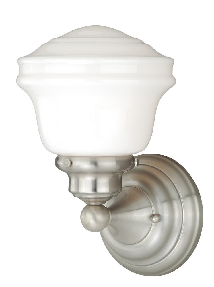 Huntley 1L Vanity Milk Glass Satin Nickel