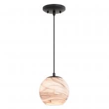 Vaxcel International P0407 - Milano 6.25-in. Mini Pendant Marble Swirl Matte Black