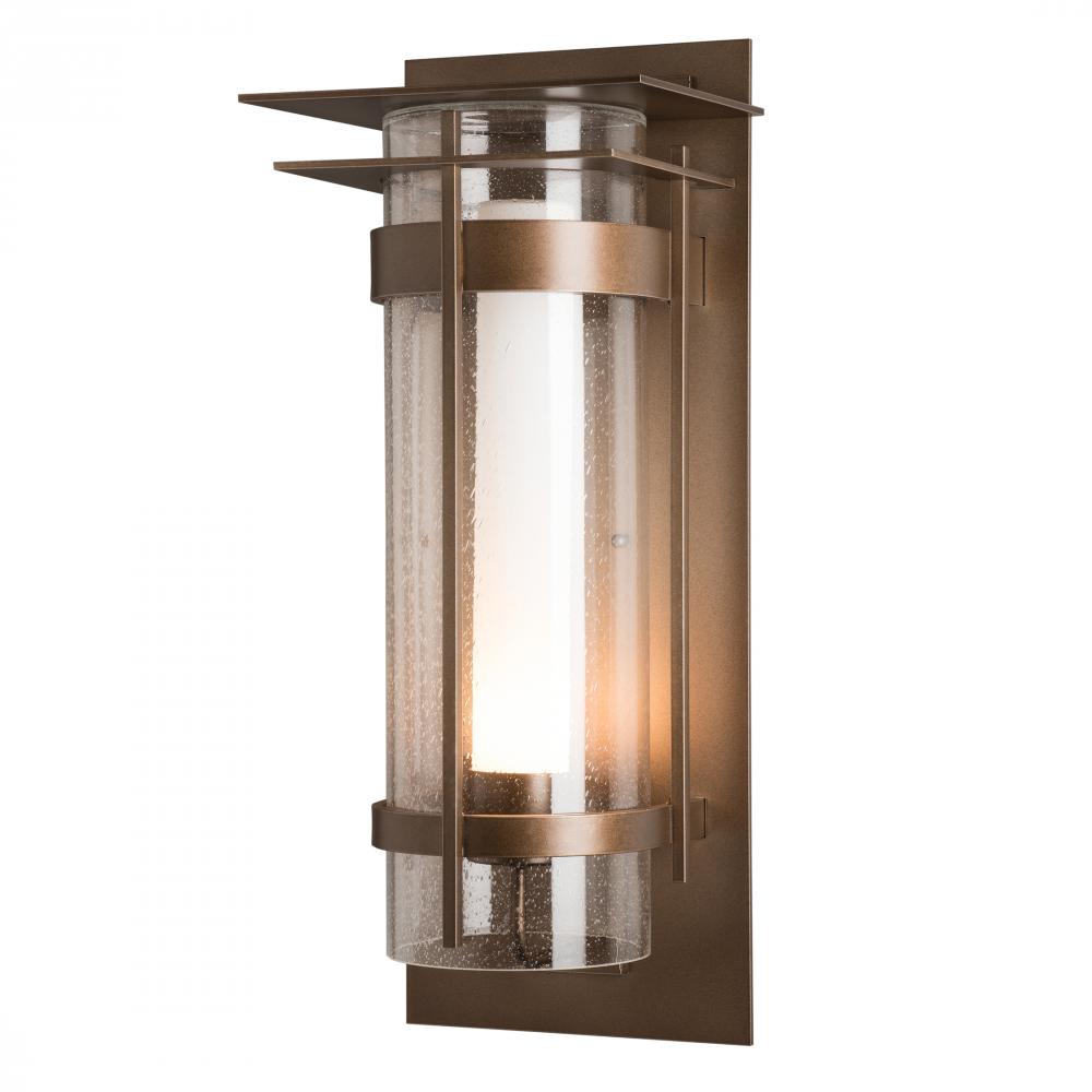 Torch  Seeded Glass XL Outdoor Sconce with Top Plate