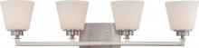 Nuvo 60/5454 - Mobili - 4 Light Vanity with Satin White Glass - Brushed Nickel Finish