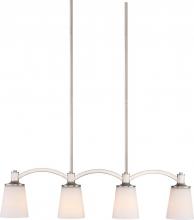 Nuvo 60/5875 - Laguna - 4 Light Island Pendant with White Glass - Brushed Nickel Finish