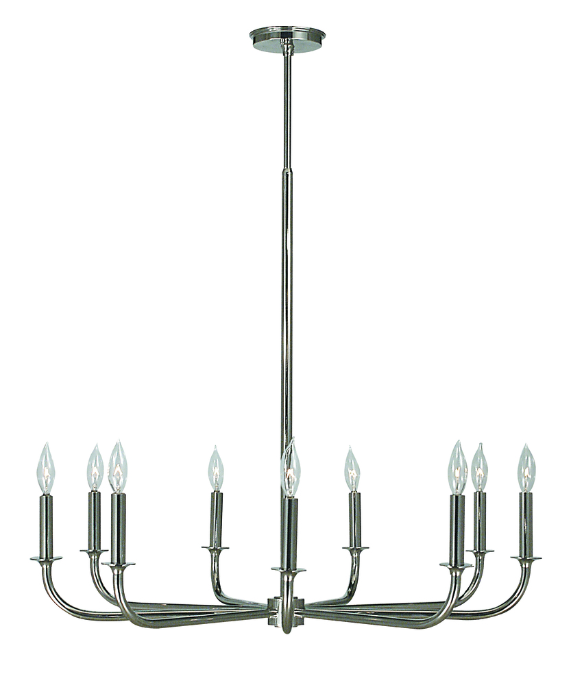 9-Light Polished Silver Moderne Dining Chandelier