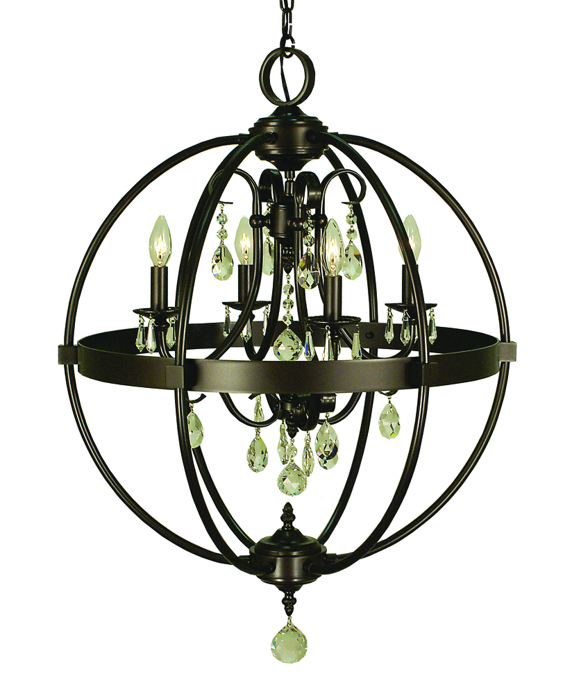 4-Light Matte Black Compass Dining Chandelier