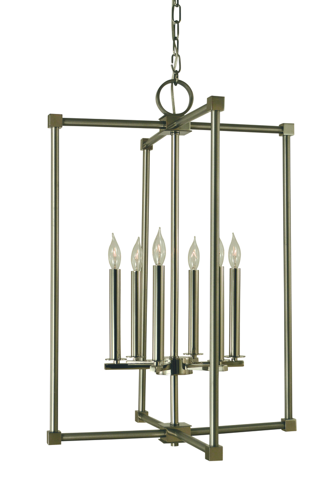 6-Light Brushed Nickel/Polished Nickel Lexington Chandelier