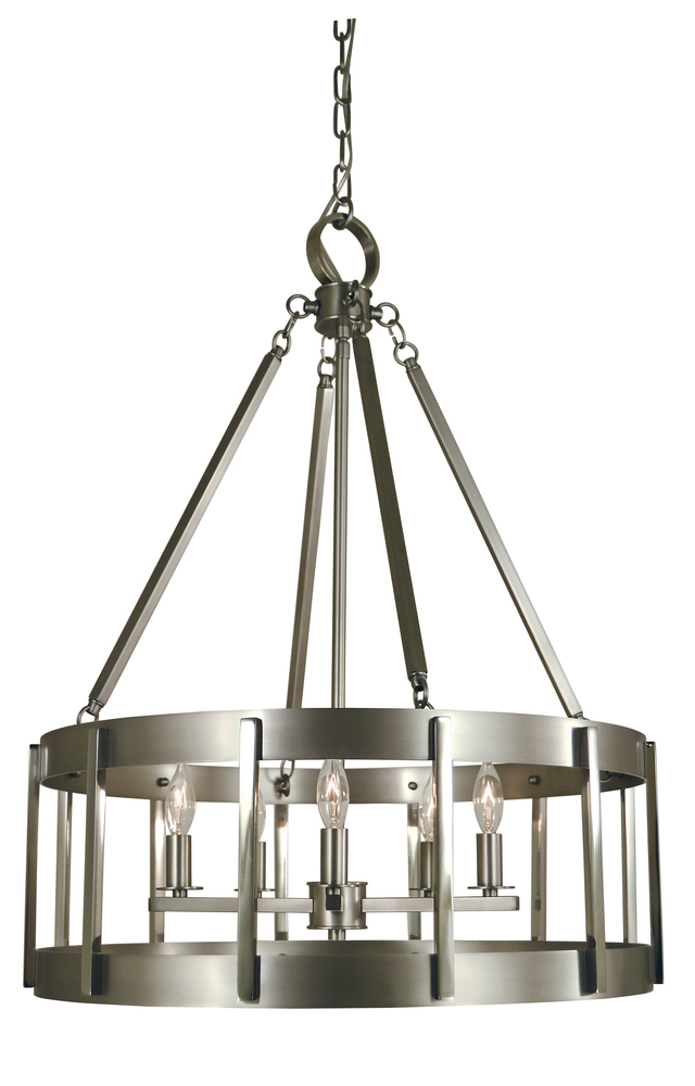 5-Light Satin Pewter/Polished Nickel Pantheon Pendant