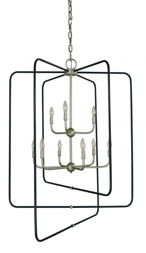 9-Light Satin Pewter With Matte Black Accents Montrose Foyer Chandelier