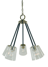 Framburg 4999 AB/MBLACK - 5 Light Antique Brass/Matte Black Felix Chandelier