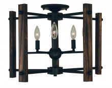 Framburg 5401 MBLACK - 5-Light Matte Black Modern Farmhouse Flush / Semi-Flush Chandelier