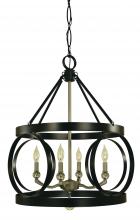 Framburg 5704 MBLACK/SP - 4-Light Matte Black/Satin Pewter Amelia Dining Chandelier